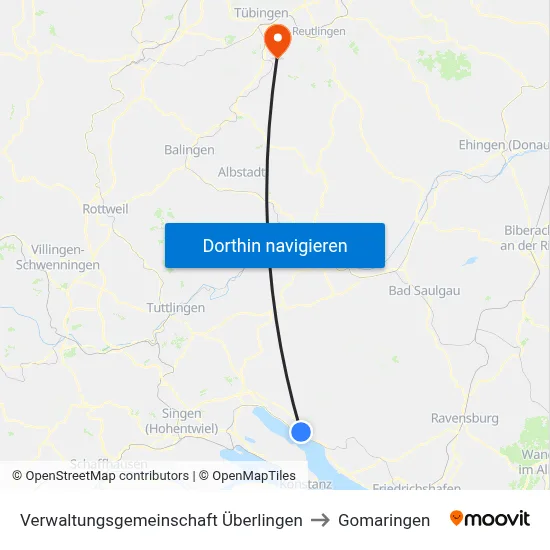 Verwaltungsgemeinschaft Überlingen to Gomaringen map