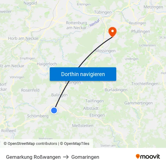 Gemarkung Roßwangen to Gomaringen map
