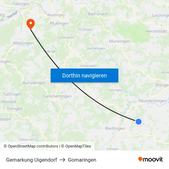 Gemarkung Uigendorf to Gomaringen map