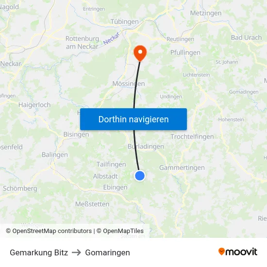 Gemarkung Bitz to Gomaringen map