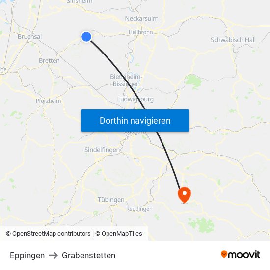 Eppingen to Grabenstetten map