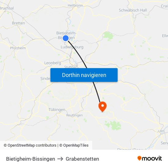 Bietigheim-Bissingen to Grabenstetten map