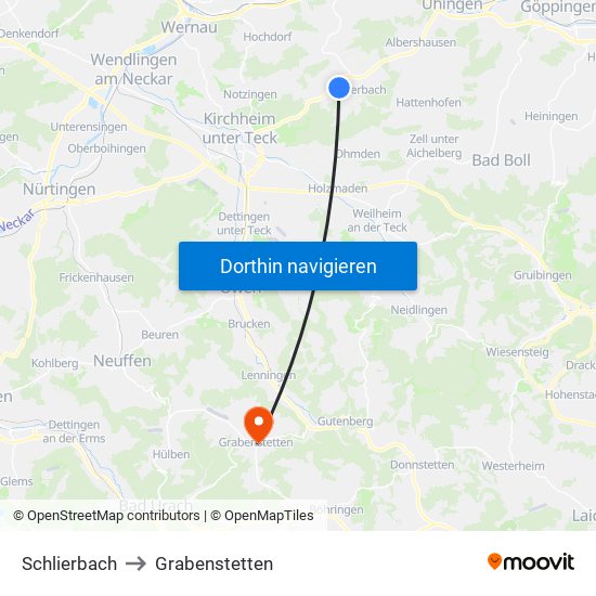 Schlierbach to Grabenstetten map