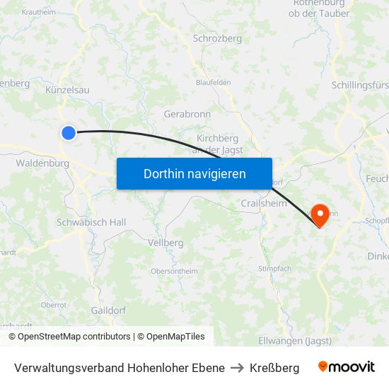Verwaltungsverband Hohenloher Ebene to Kreßberg map