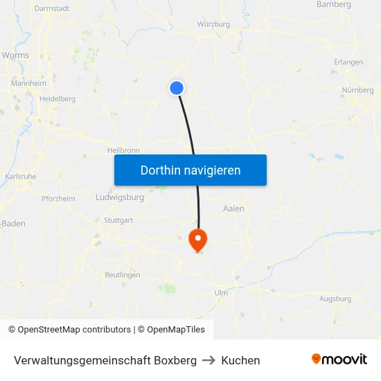 Verwaltungsgemeinschaft Boxberg to Kuchen map