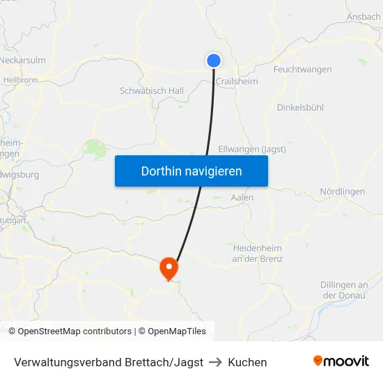 Verwaltungsverband Brettach/Jagst to Kuchen map
