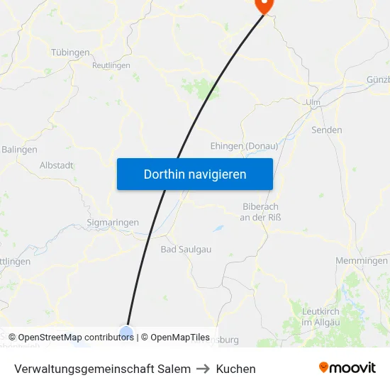Verwaltungsgemeinschaft Salem to Kuchen map