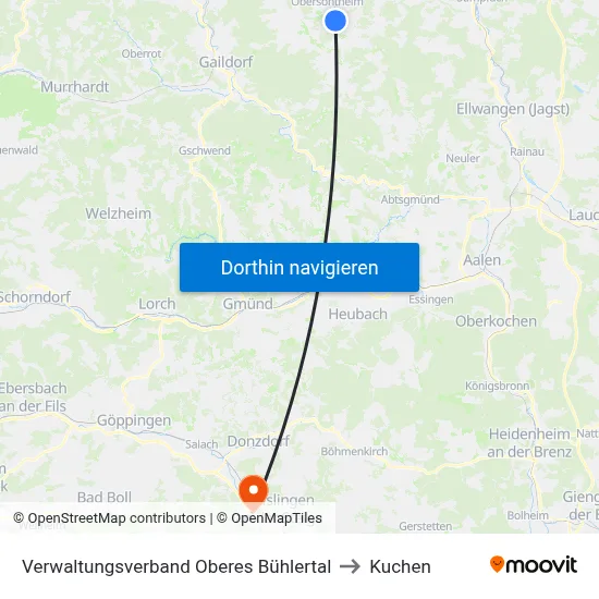 Verwaltungsverband Oberes Bühlertal to Kuchen map