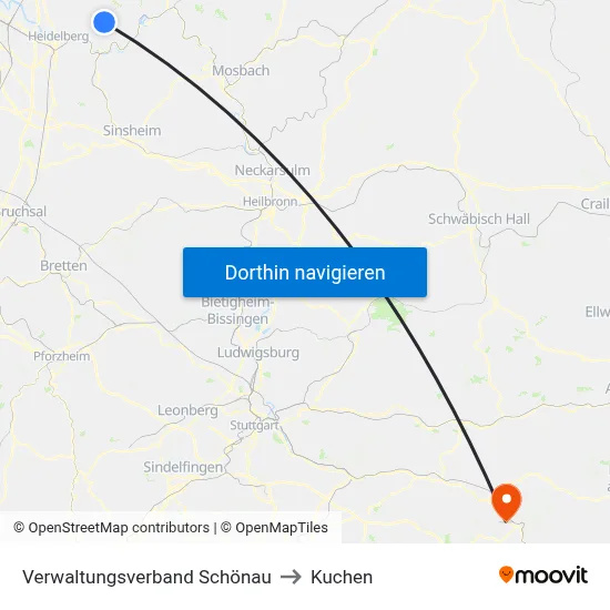 Verwaltungsverband Schönau to Kuchen map
