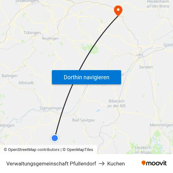 Verwaltungsgemeinschaft Pfullendorf to Kuchen map