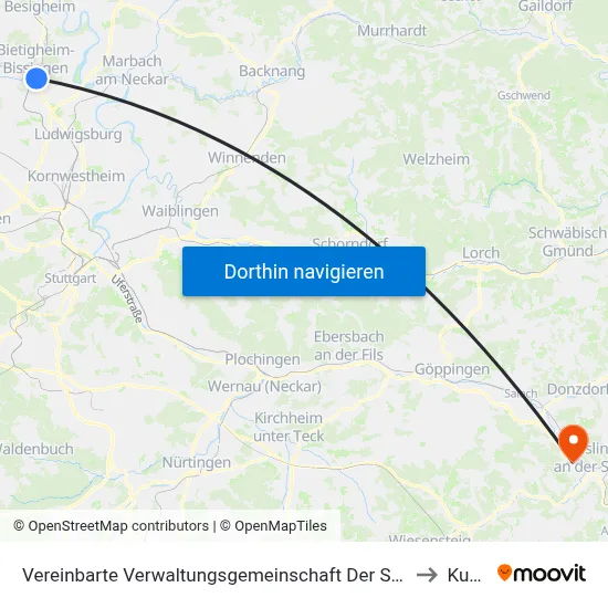 Vereinbarte Verwaltungsgemeinschaft Der Stadt Bietigheim-Bissingen to Kuchen map