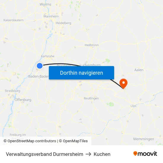Verwaltungsverband Durmersheim to Kuchen map