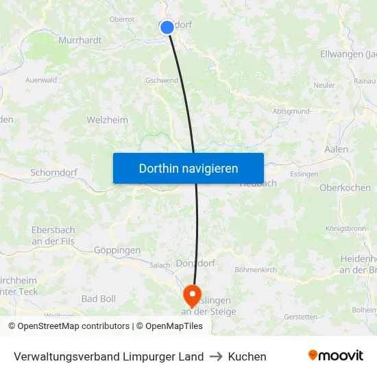 Verwaltungsverband Limpurger Land to Kuchen map