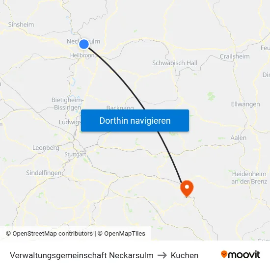 Verwaltungsgemeinschaft Neckarsulm to Kuchen map