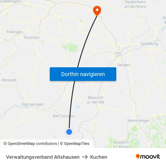 Verwaltungsverband Altshausen to Kuchen map