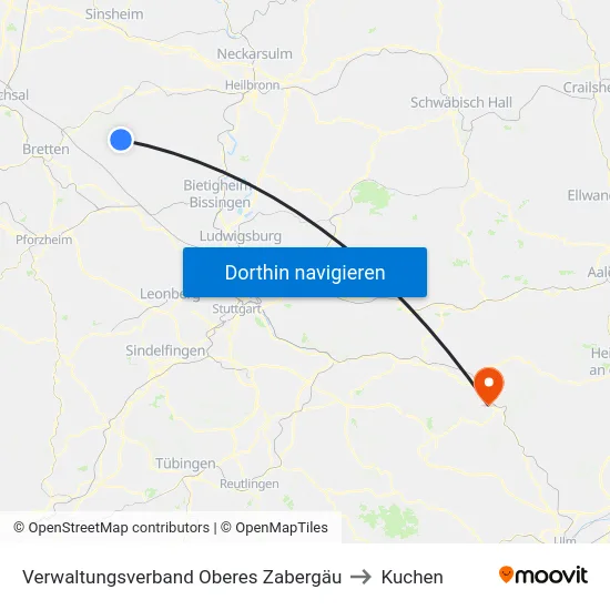 Verwaltungsverband Oberes Zabergäu to Kuchen map
