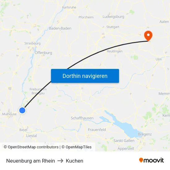 Neuenburg am Rhein to Kuchen map
