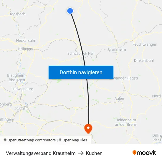 Verwaltungsverband Krautheim to Kuchen map