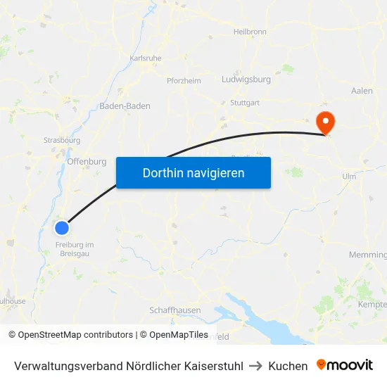 Verwaltungsverband Nördlicher Kaiserstuhl to Kuchen map