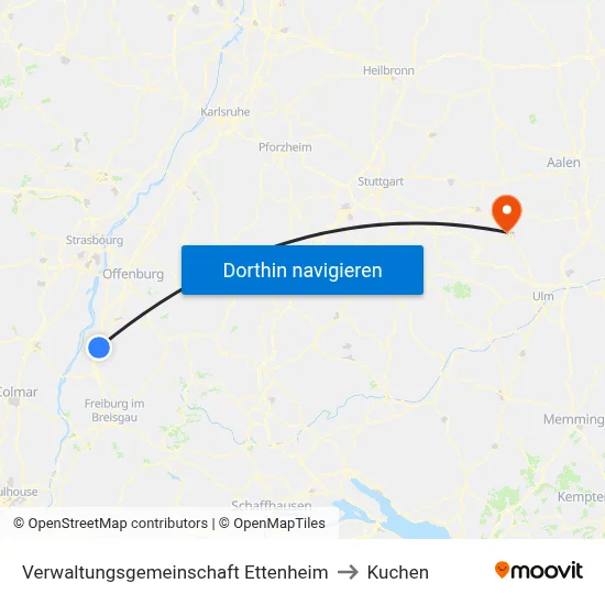 Verwaltungsgemeinschaft Ettenheim to Kuchen map