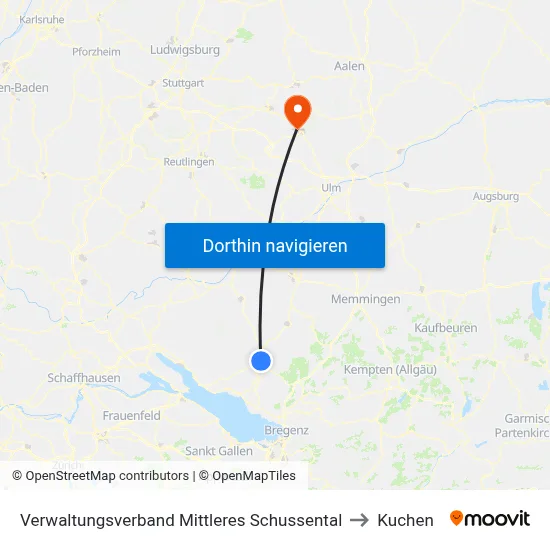 Verwaltungsverband Mittleres Schussental to Kuchen map