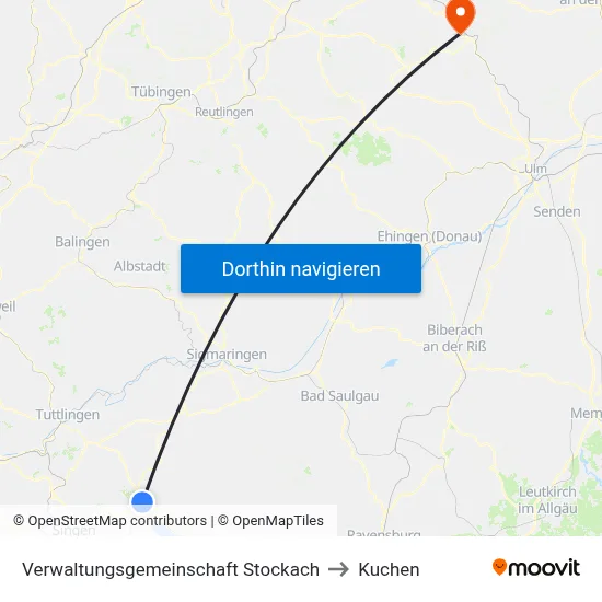 Verwaltungsgemeinschaft Stockach to Kuchen map
