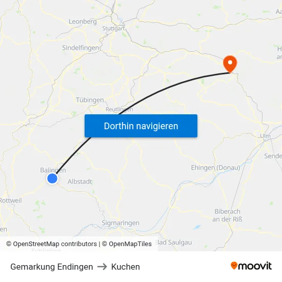 Gemarkung Endingen to Kuchen map