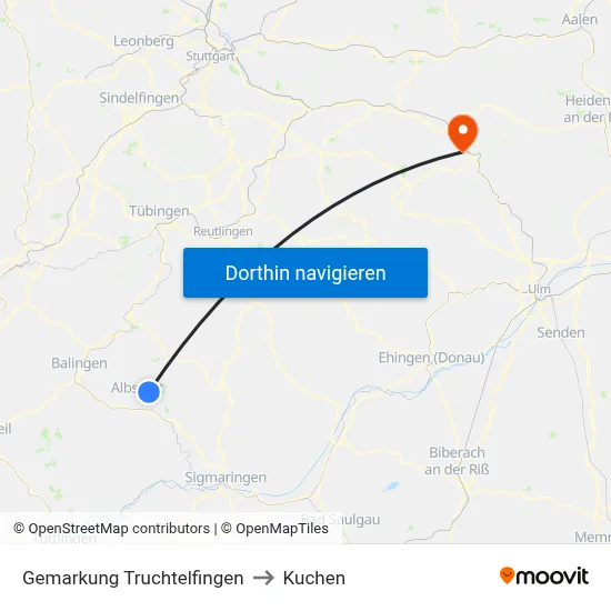 Gemarkung Truchtelfingen to Kuchen map