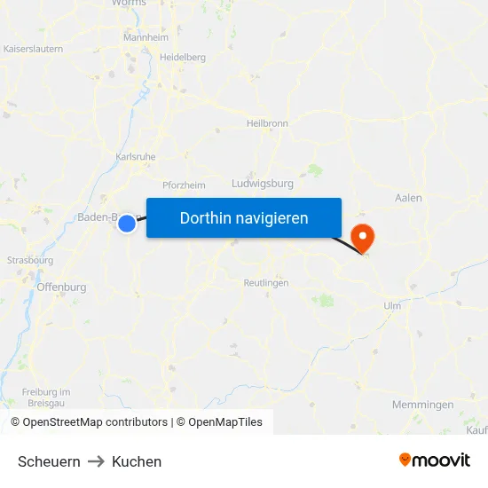 Scheuern to Kuchen map