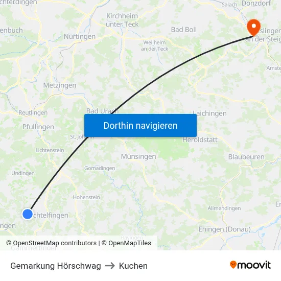 Gemarkung Hörschwag to Kuchen map