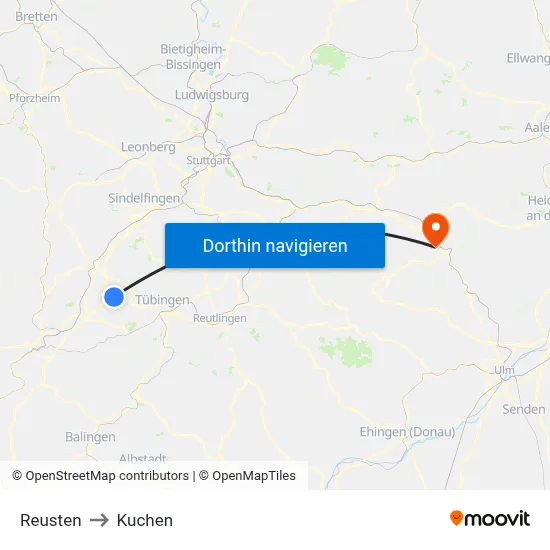 Reusten to Kuchen map