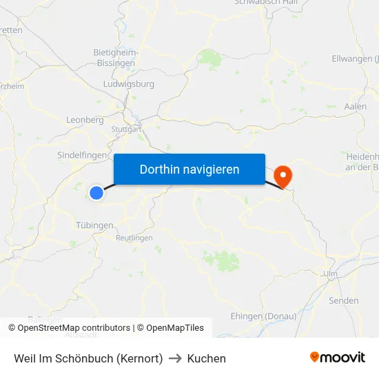 Weil Im Schönbuch (Kernort) to Kuchen map