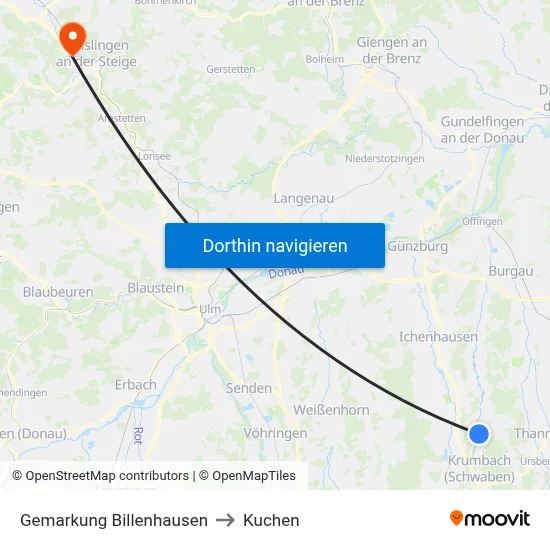 Gemarkung Billenhausen to Kuchen map