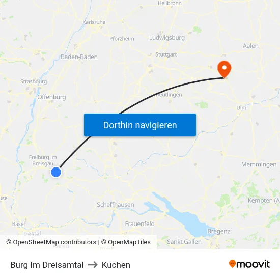 Burg Im Dreisamtal to Kuchen map
