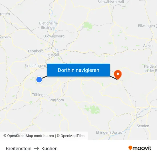 Breitenstein to Kuchen map