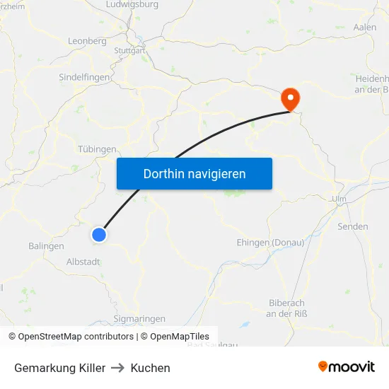 Gemarkung Killer to Kuchen map