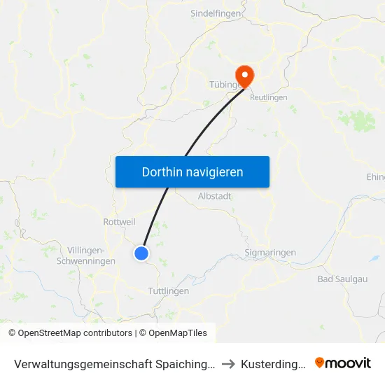 Verwaltungsgemeinschaft Spaichingen to Kusterdingen map