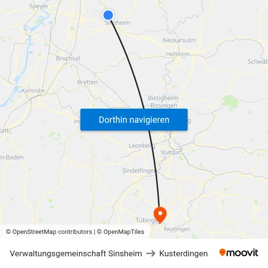 Verwaltungsgemeinschaft Sinsheim to Kusterdingen map