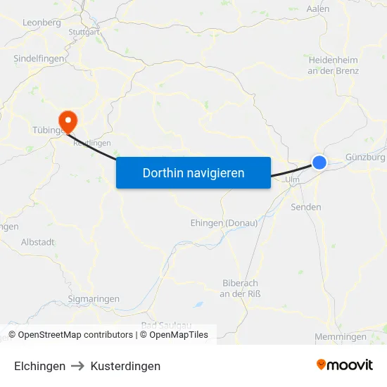 Elchingen to Kusterdingen map