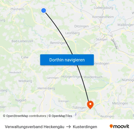 Verwaltungsverband Heckengäu to Kusterdingen map