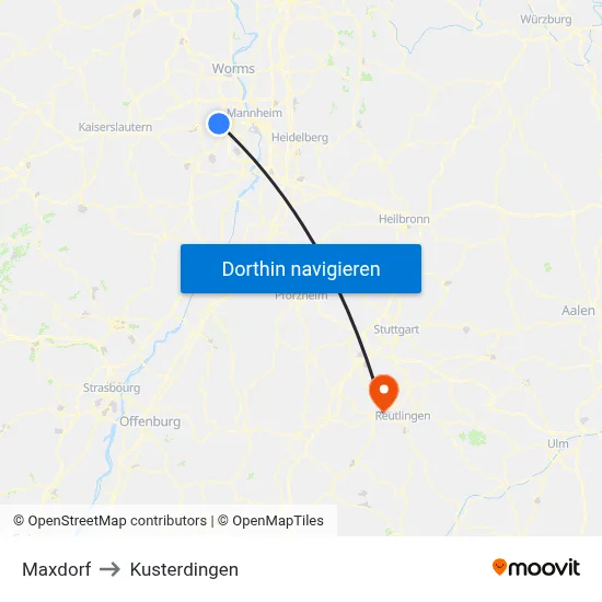 Maxdorf to Kusterdingen map