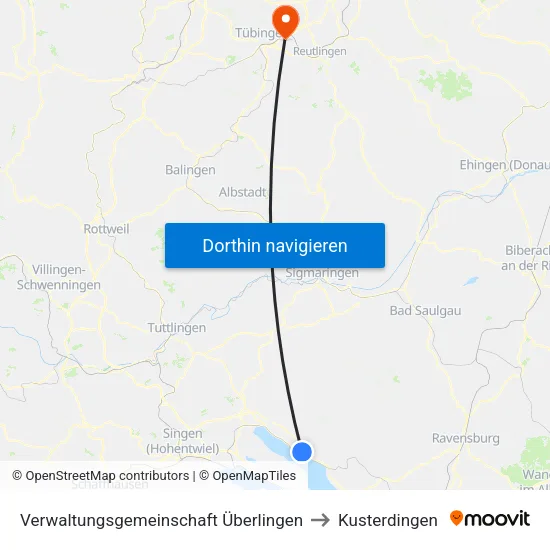 Verwaltungsgemeinschaft Überlingen to Kusterdingen map
