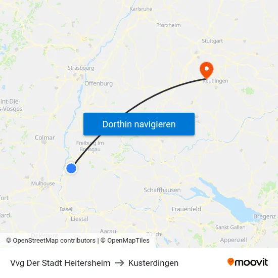 Vvg Der Stadt Heitersheim to Kusterdingen map