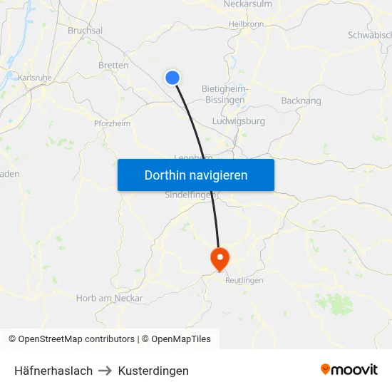 Häfnerhaslach to Kusterdingen map