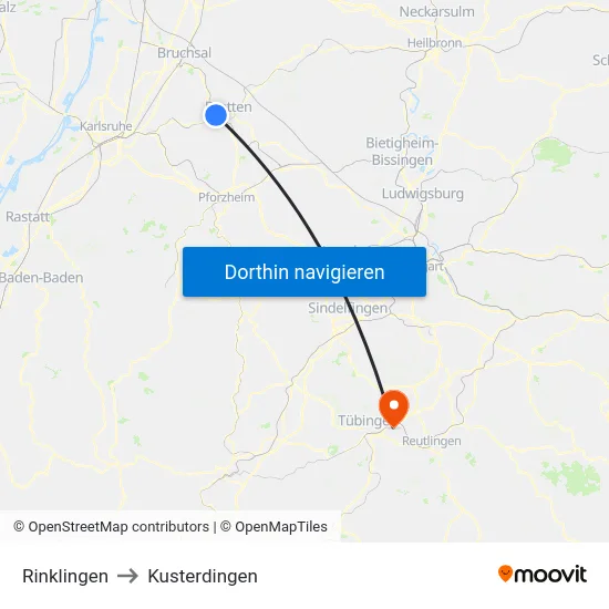 Rinklingen to Kusterdingen map