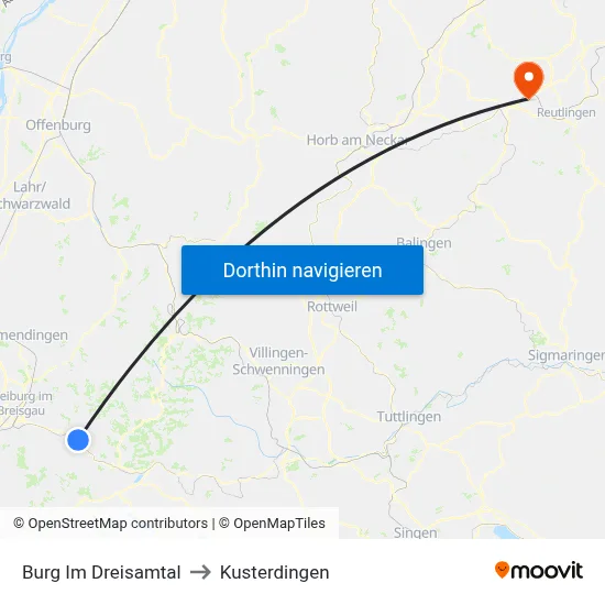 Burg Im Dreisamtal to Kusterdingen map