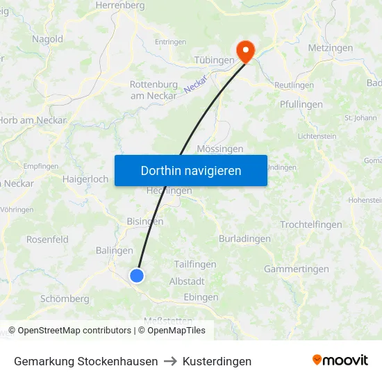 Gemarkung Stockenhausen to Kusterdingen map