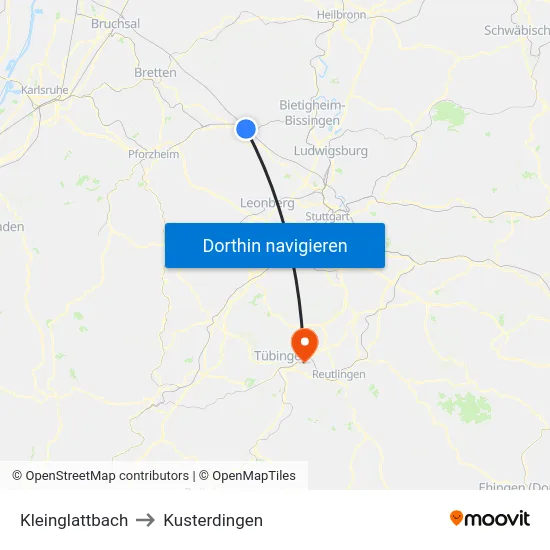 Kleinglattbach to Kusterdingen map