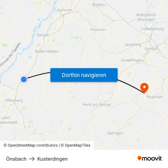 Önsbach to Kusterdingen map