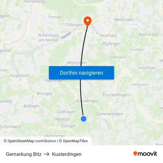 Gemarkung Bitz to Kusterdingen map